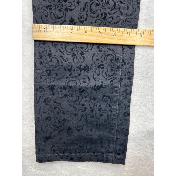 NYDJ Pants Womens 12 Black Velvet Flocked‎ Slim Straight USA - Picture 9 of 9